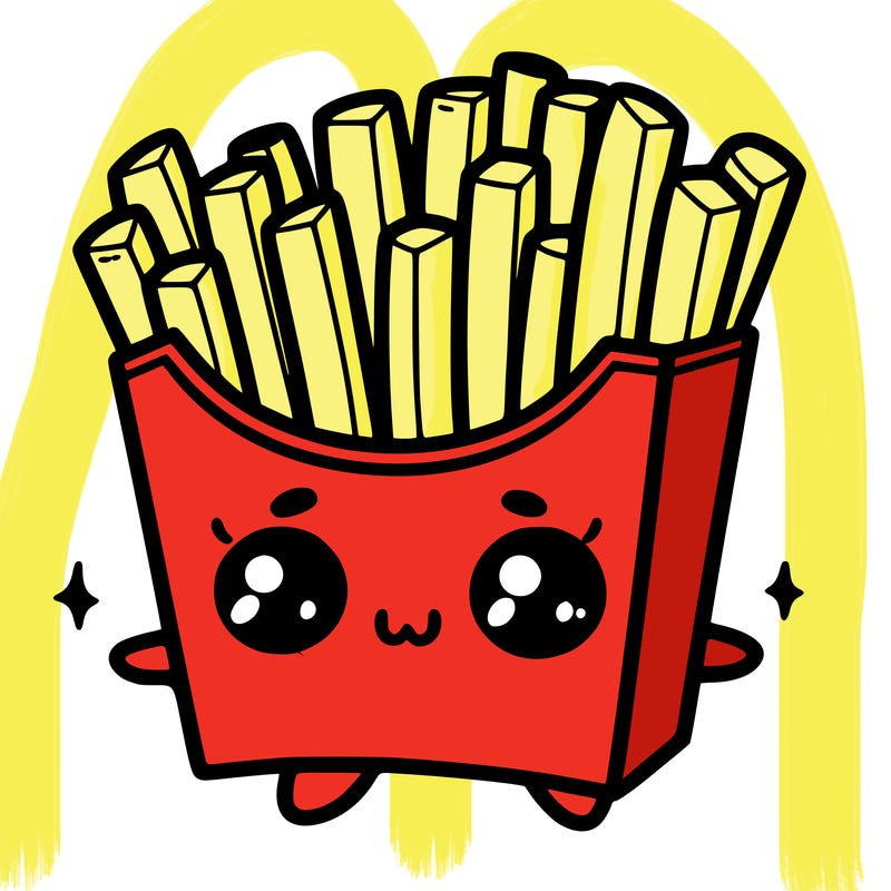 a cute. french fries