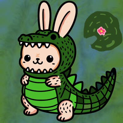 have you ever bunny, dressed in a alligator costume?