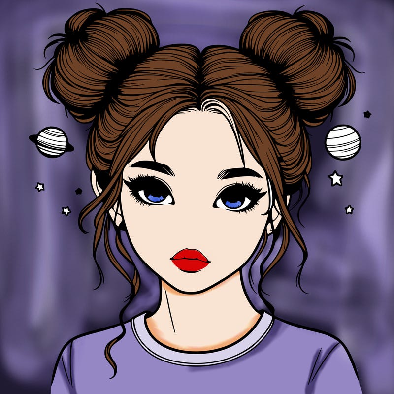 realistic girl with space buns