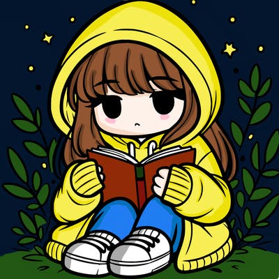 girl in oversized hoodie reading a book