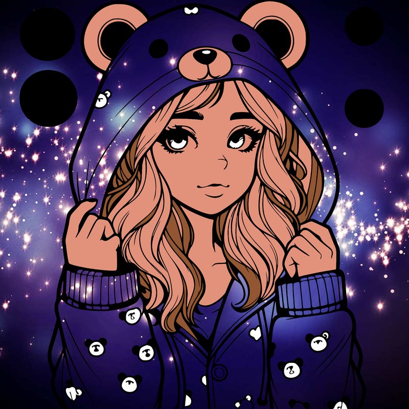 realistic girl in a animal pjs hoodie