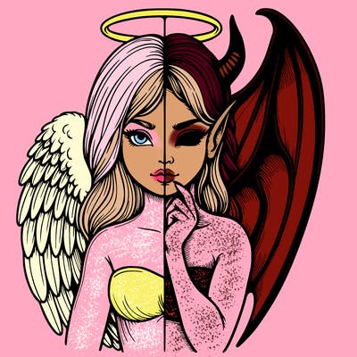 realistic angel half demon