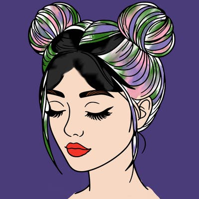 woman with hair buns