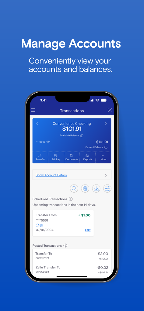 Bank Of Hawaii Mobile App - Bank of Hawaii mobile app interface showing checking account balance and recent transactions.