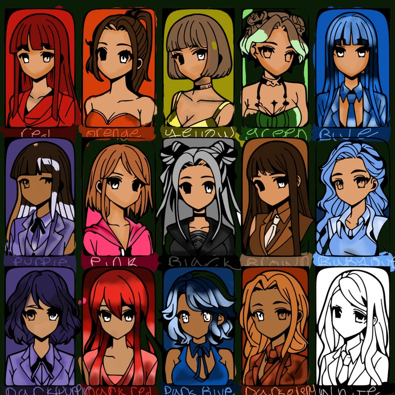 girls that look diffrent anime