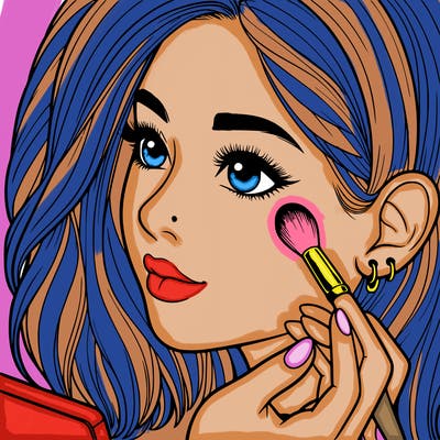 a realistic girl doing her makeup