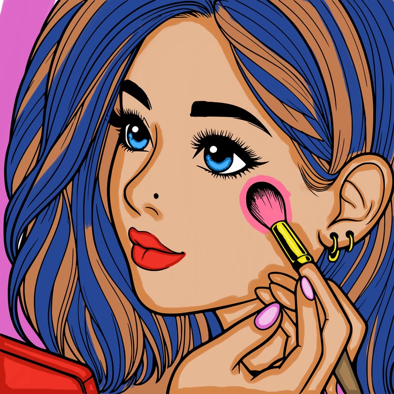 a realistic girl doing her makeup