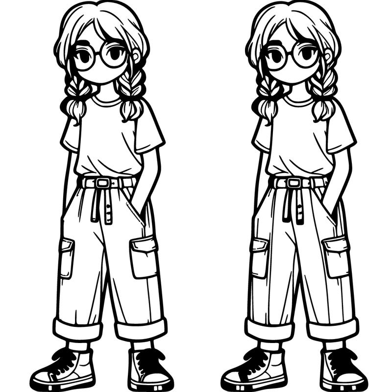 girl wearing cargo pants and glasses