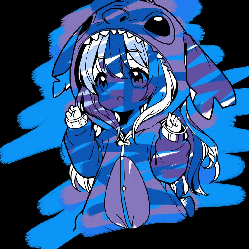 anime girl in a stitch onsie