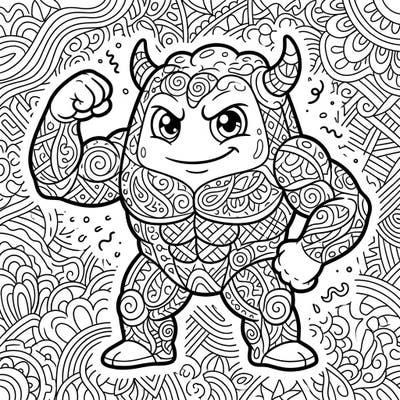 Flex your artistic muscles with this incredible Zentangle Pudding Monster coloring page. Explore a world of intricate patterns and bring this strong, delightful creature to life with your favorite colors.