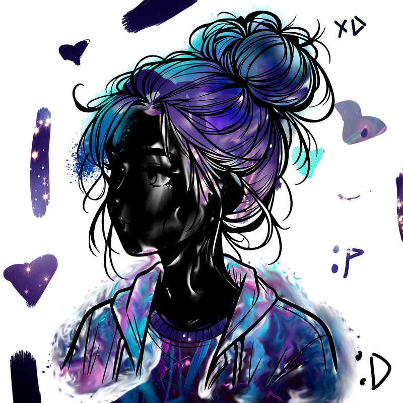 realistic teenage girl with a messy bun