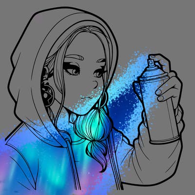 a realistic girl, spray painting