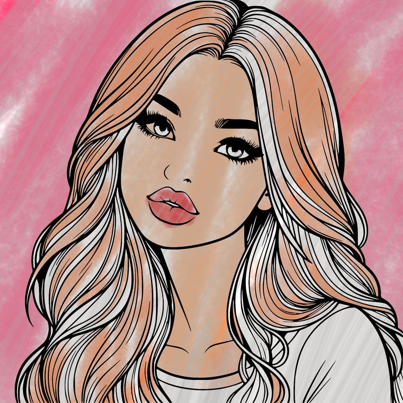 realistic girl with hair on her hair and lips