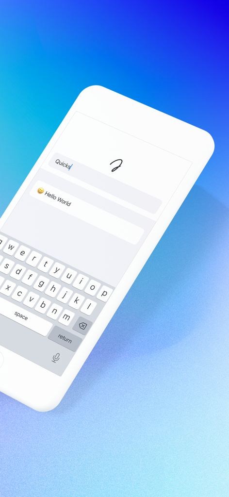 Pantalla del iPhone mostrando la aplicación Quicks con un campo de texto y teclado para tomar notas rápidas