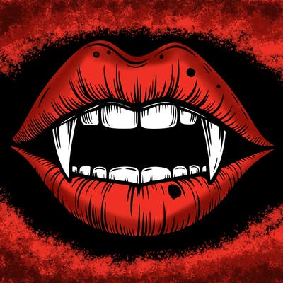 lips with vampire teeth