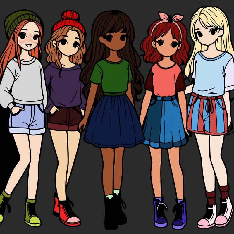 a group of five girls