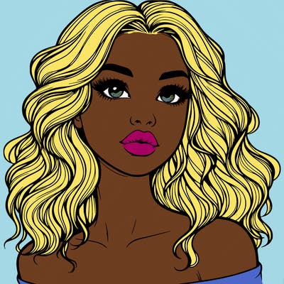 realistic girl with wavy hair and lips