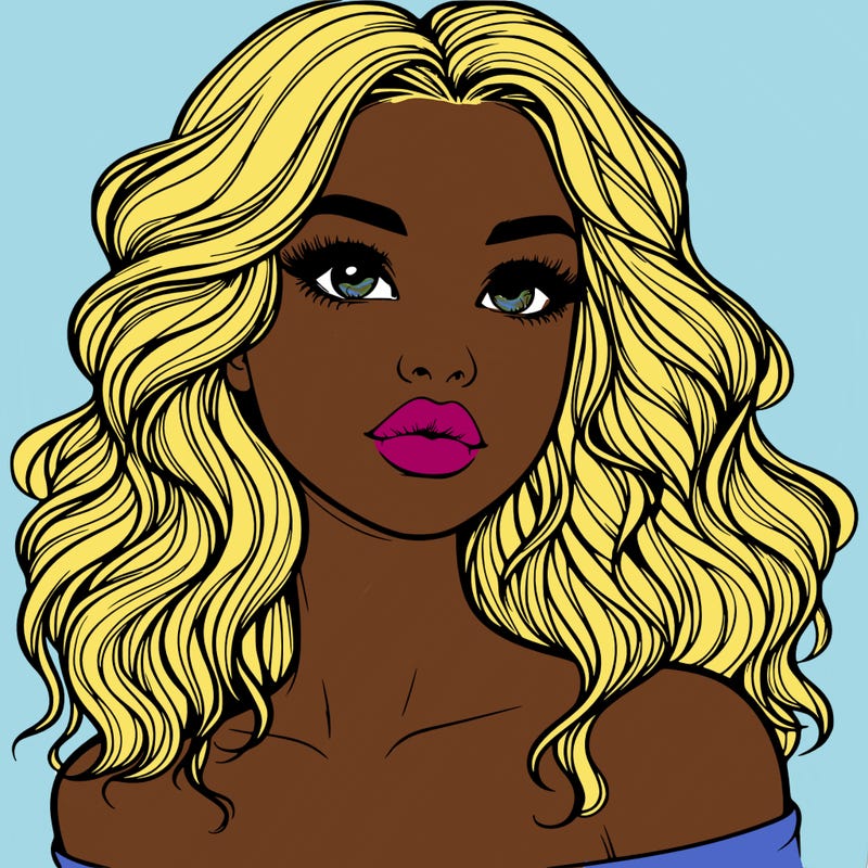 realistic girl with wavy hair and lips