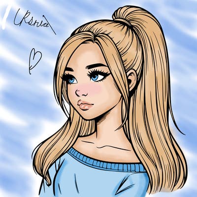 realistic girl with a high ponytail