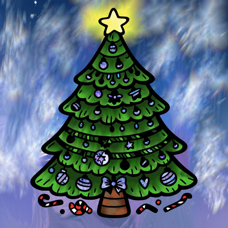 christmas tree with lots of details