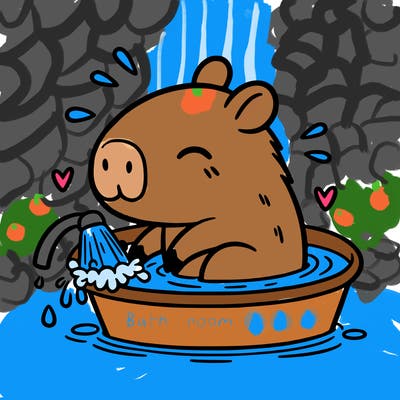 capybara taking a bath