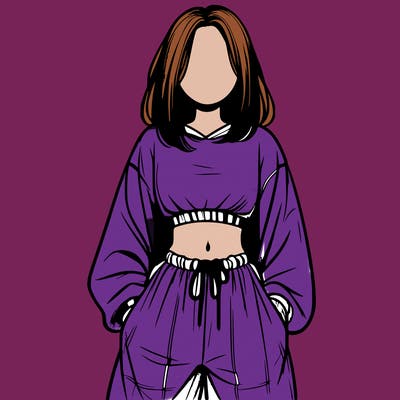 realistic girl faceless with baggy pants and a crop top