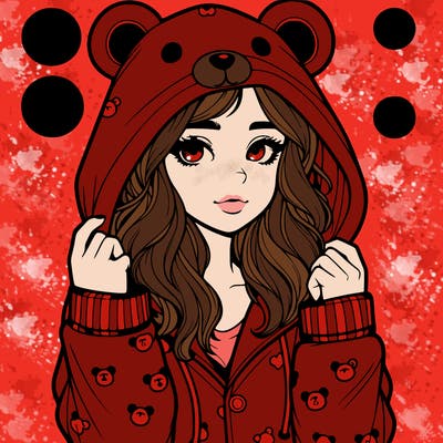 realistic girl in a animal pjs hoodie