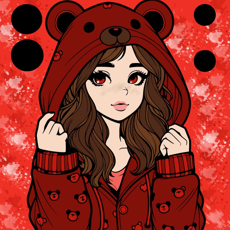 realistic girl in a animal pjs hoodie