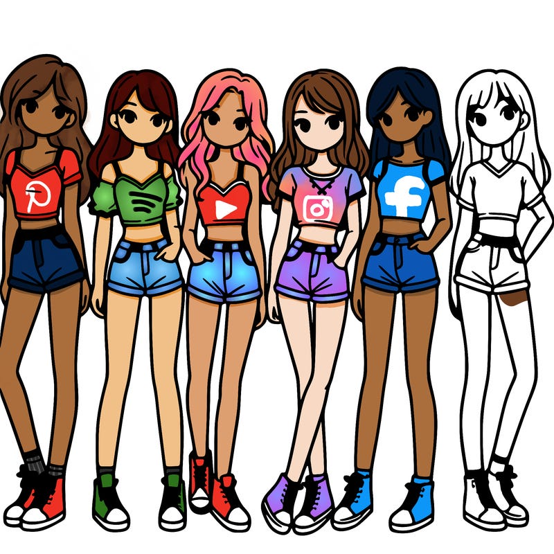 a group of girls wearing crop tops and shorts