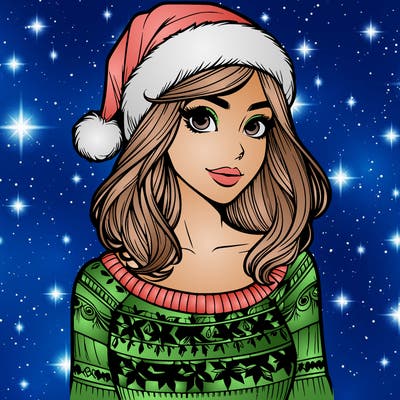 realistic lady in a christmas sweater