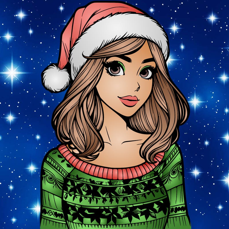 realistic lady in a christmas sweater