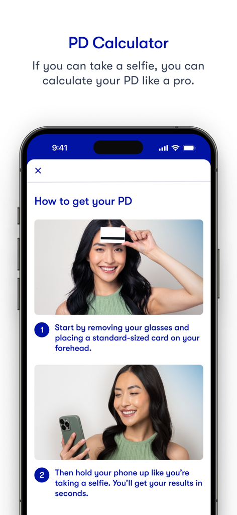 Schritt-für-Schritt-Anleitung zur Messung des Pupillenabstands mit der The Framery-App.