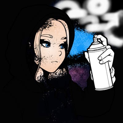 a realistic girl, spray painting
