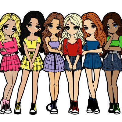 a group of girls realistic