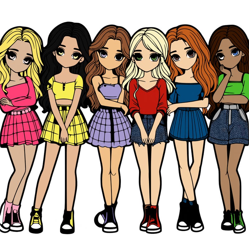 a group of girls realistic