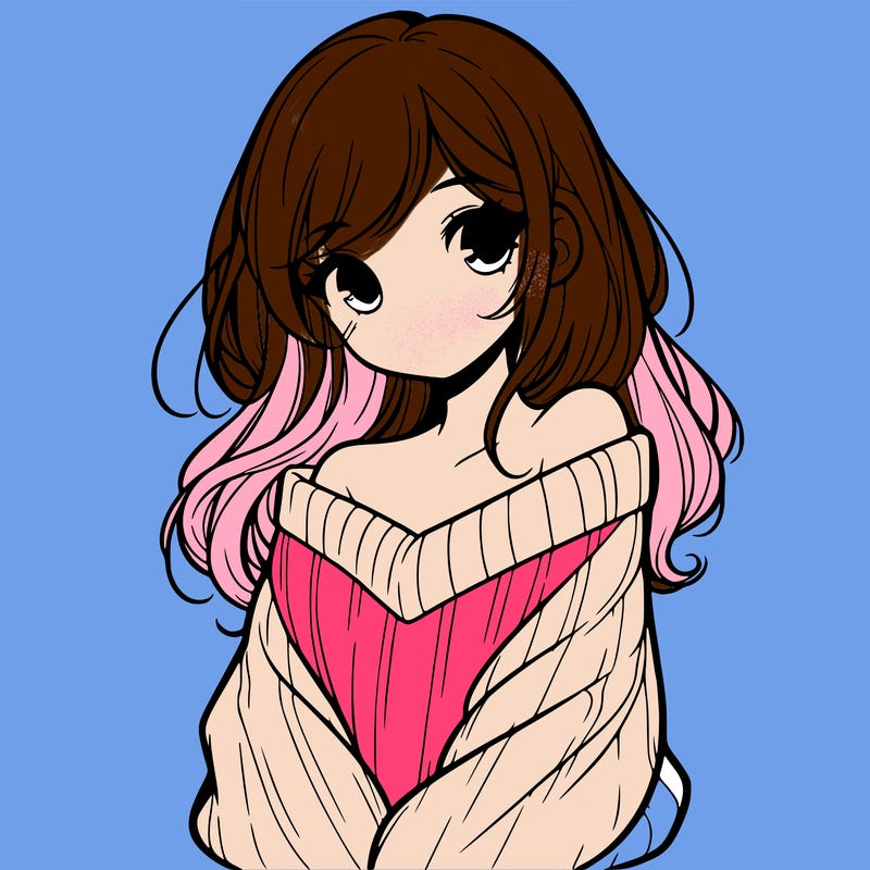 shy pretty girl wearing a sweater that is falling off one shoulder portrait
