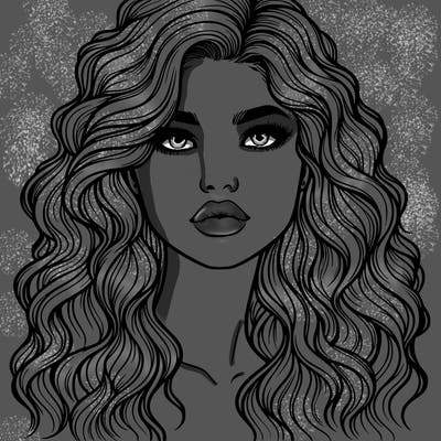 realistic girl with wavy hair and lips