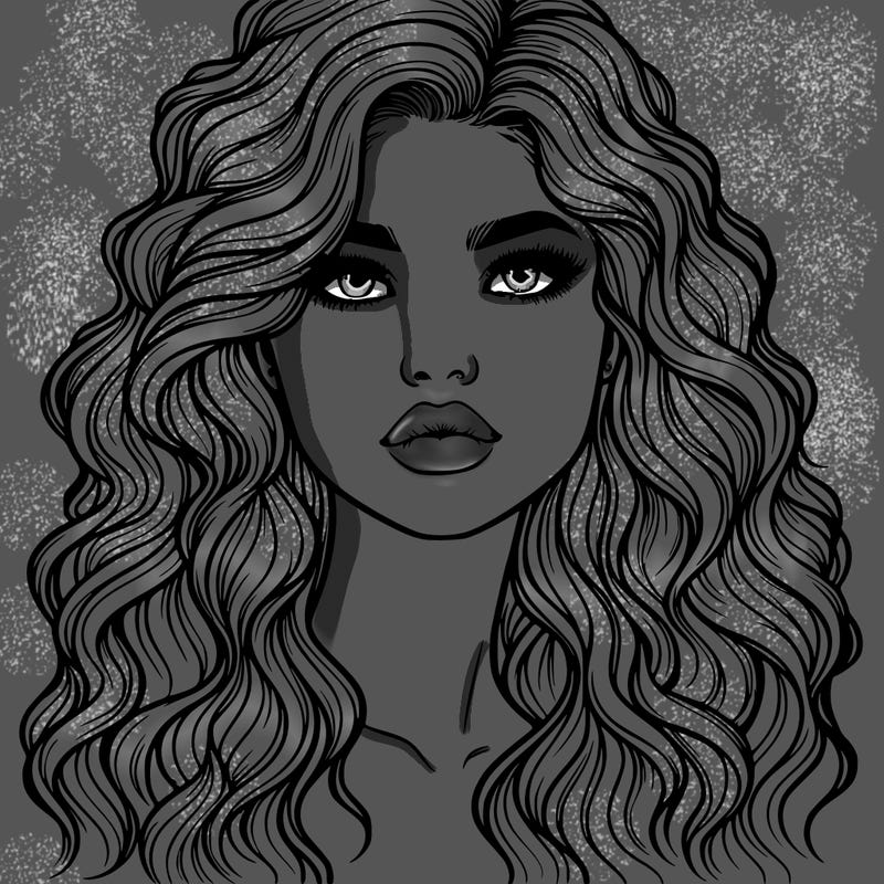 realistic girl with wavy hair and lips
