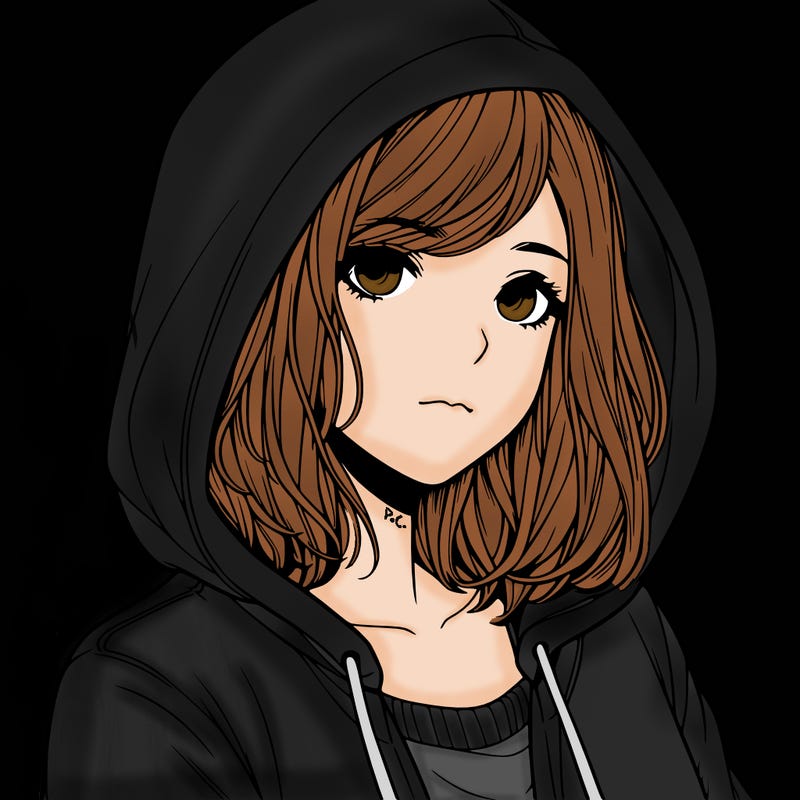 realistic girl with hoodie one