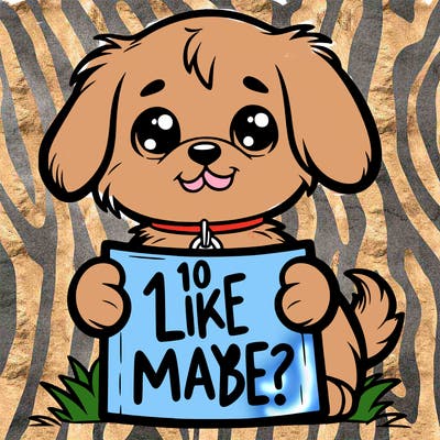 a cute dog holding up a sign saying10 like maybe?