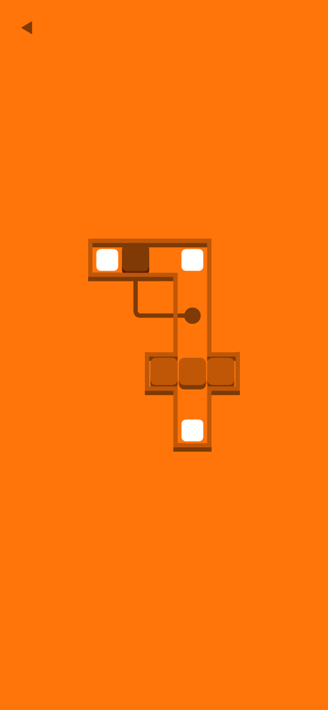 Um nível de quebra-cabeça lógico minimalista do jogo orange com formas geométricas abstratas em um fundo laranja sólido
