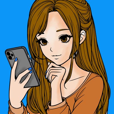 realistic girl with a  iphone