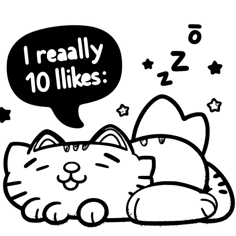 cat cute plush naps and says i really want 10 likes