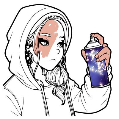 a realistic girl, spray painting