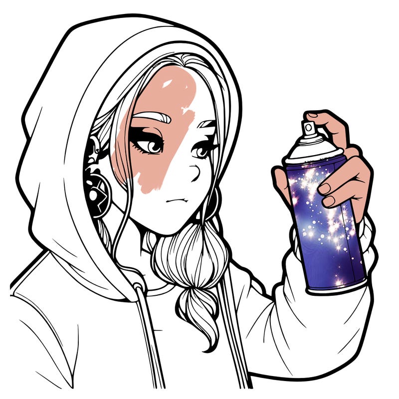 a realistic girl, spray painting