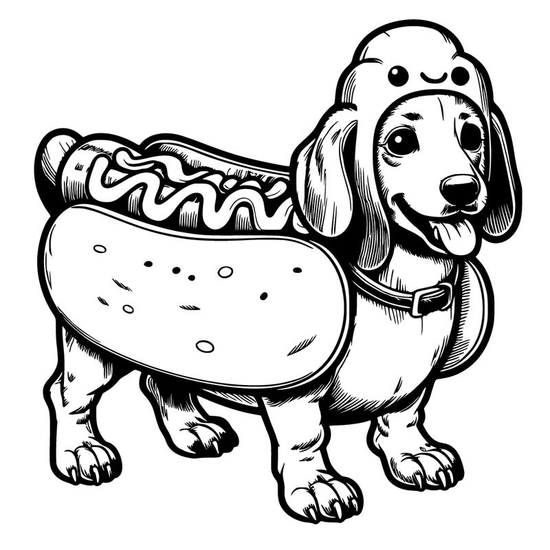 realistic wiener dog with a hotdog costume