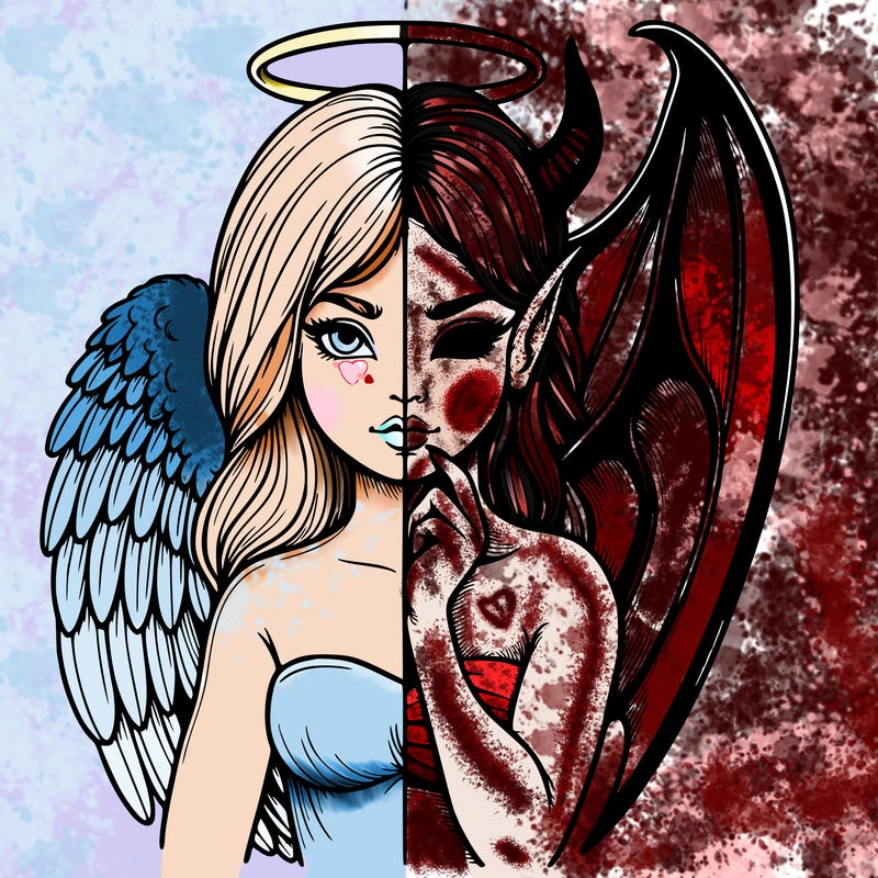 realistic angel half demon