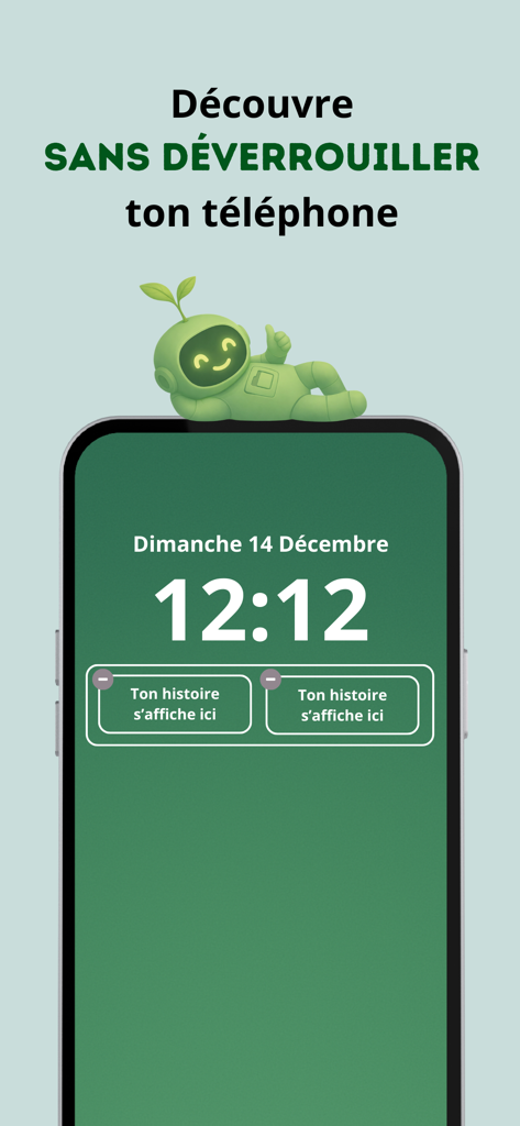 MEMO – Histoires du jour - iPhone lock screen featuring MEMO app widgets for daily history facts without unlocking the device