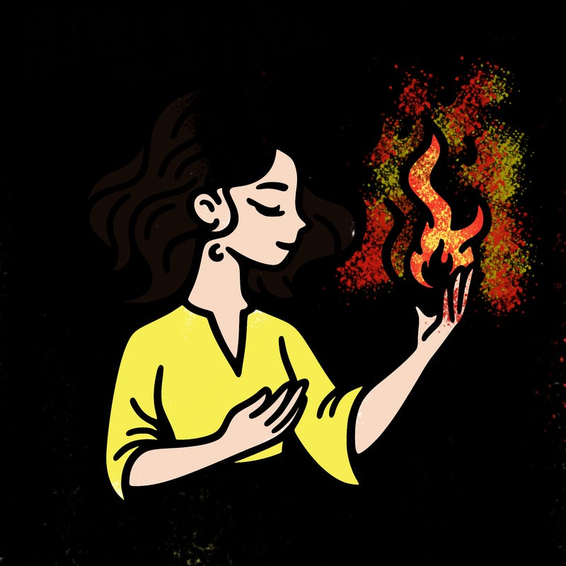 woman with fire