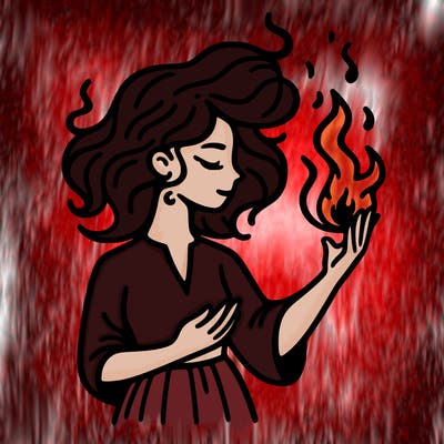 woman with fire